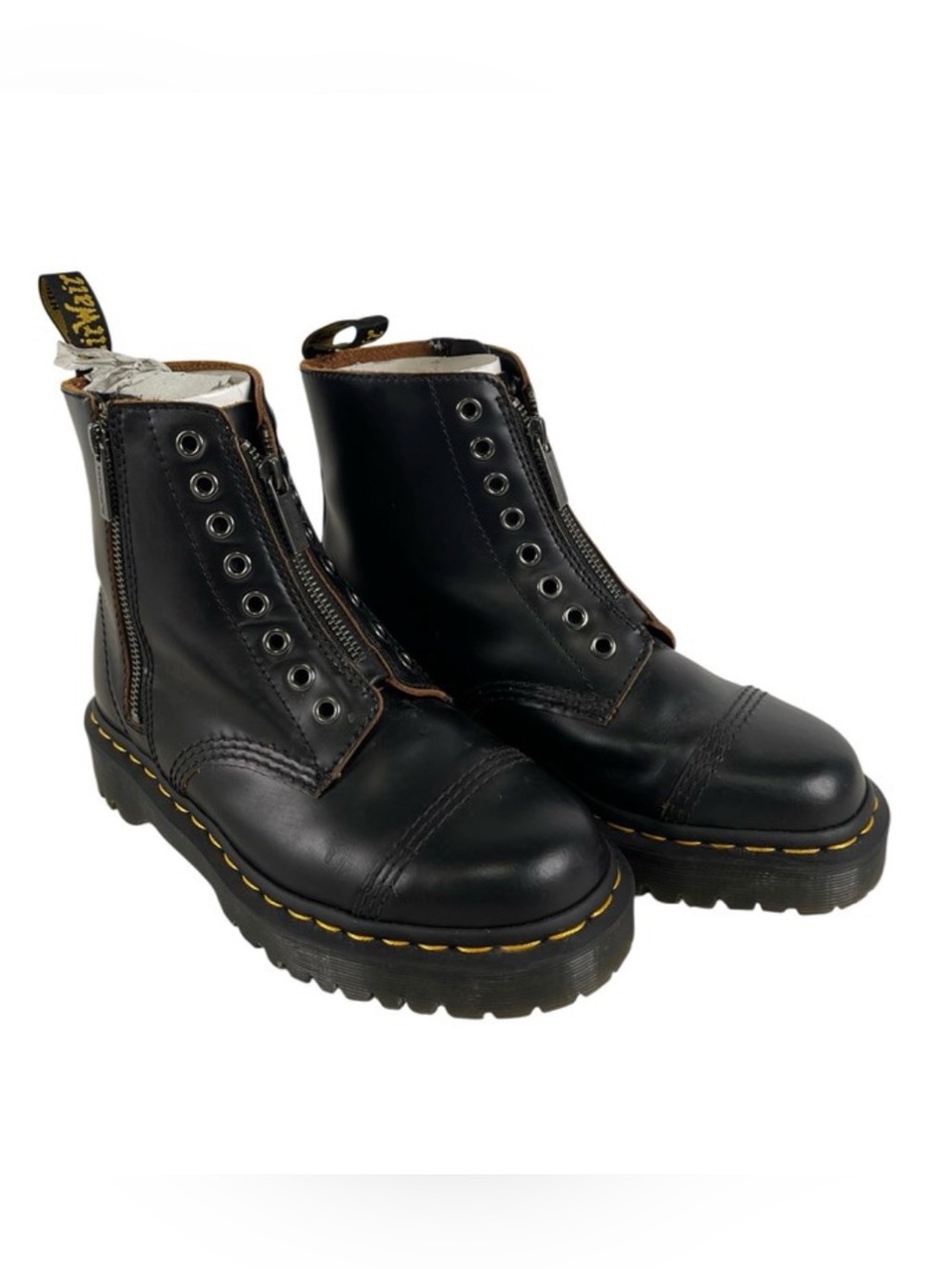 Dr. Martens Black Leather Zip-Up Platform Combat Boots